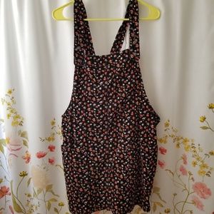Floral corduroy overall dress